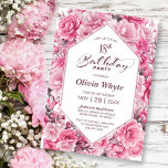 18th Birthday Pink Rose Floral Party Invitation<br><div class="desc">Invite your friends and loved ones to your 18th birthday party with this elegant pink rose floral geometric birthday invitation.</div>