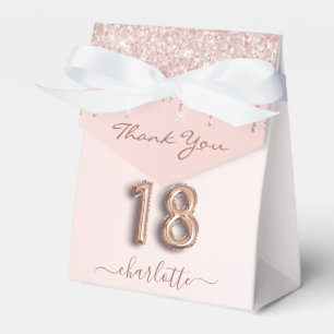 18th birthday pink rose gold glitter thank you favour box