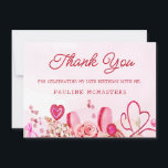 18th Birthday Pink Rose Swirly Heart Thank You<br><div class="desc">Girly girls of all ages will love this feminine design. Pretty pink watercolor roses and whimsical swirly hearts create the perfect 18th birthday thank you card for a February or Valentine's Day birthday. Candy and macarons add to the sweet design. The softest pink watercolor wash frames the text and graphics...</div>