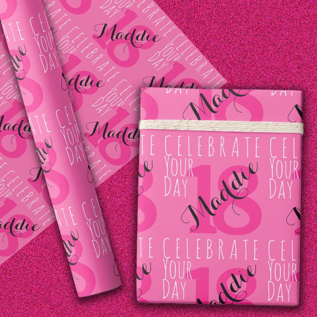 18th Birthday Pink  Wrapping Paper (Creator Uploaded)
