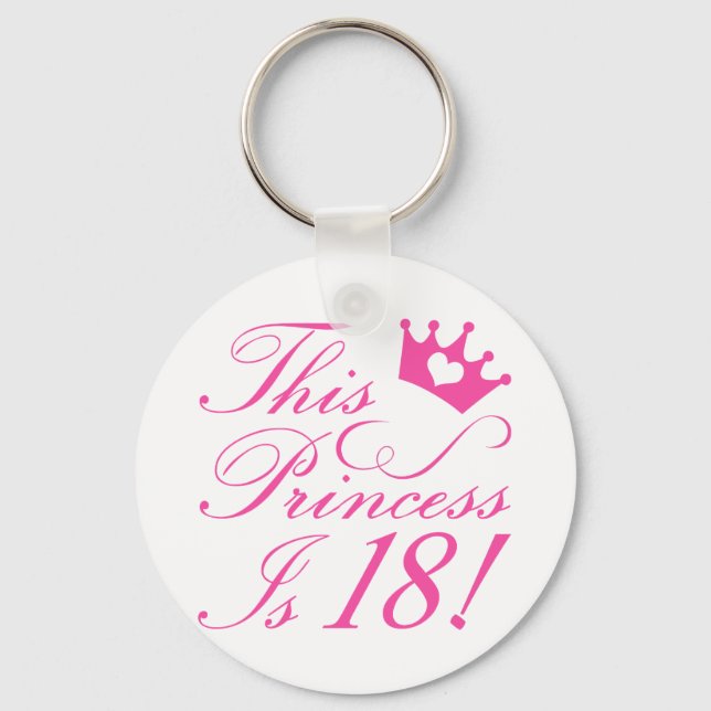 18th Birthday Princess Key Ring (Front)