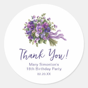 18th Birthday Purple Floral Bouquet Favour Seal