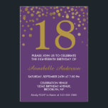 18th Birthday Purple Gold Confetti Dot Modern Chic Invitation<br><div class="desc">Celebrate your birthday celebration with this Glam Stylish 18th Birthday Purple Gold Confetti Dots Invitation</div>