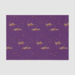 18th birthday purple gold hello 18 typography tissue paper<br><div class="desc">Elegant and modern for a 18th birthday gift.  Chic purple backdrop and faux gold text written with a trendy hand-lettered style script: hello eighteen. With golden dots as decor.</div>