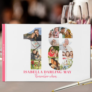 18th Birthday Remember When ... Pink Photo Collage Guest Book