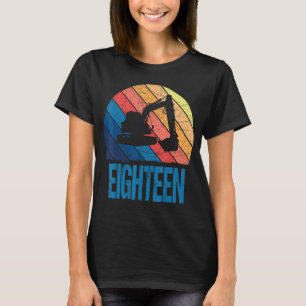 18th Birthday Retro Excavator Construction Vehicle T-Shirt