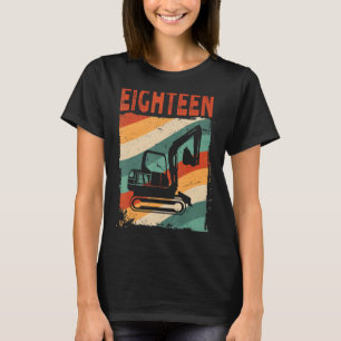 18th Birthday Retro Excavator Construction Vehicle T-Shirt