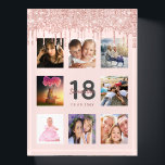 18th birthday rose gold blush photo name paperweight<br><div class="desc">A glamourous and unique 18th birthday gift or keepsake, celebrating her life with a collage of 8 of your photos. Personalise and add a name, age 18 and a date. Grey and dark rose gold coloured letters. Elegant and trendy blush pink background colour. Decorated with rose gold coloured faux glitter...</div>