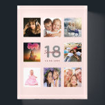 18th birthday rose gold blush photo name paperweight<br><div class="desc">A unique 18th birthday gift or keepsake, celebrating her life with a collage of 8 of your photos. Add images of her family, friends, pets, hobbies or dream travel destination. Personalise and add a name, age 18 and a date. Grey and dark rose gold coloured letters. Elegant and trendy blush...</div>