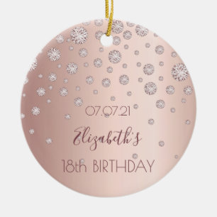 18th birthday rose gold diamonds 18 ceramic tree decoration