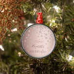 18th birthday rose gold diamonds sparkle name metal tree decoration<br><div class="desc">An ornament for a girly and glamourous 18th birthday party. A faux rose gold background with an elegant faux rose gold diamonds. The text: The name is written in dark rose gold with a modern hand lettered style script. Tempate for a date and age 18. Perfect as party decoration, favour,...</div>