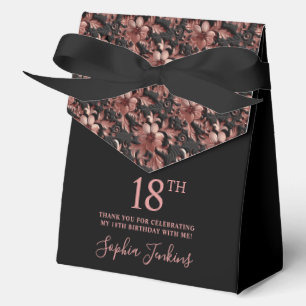 18th Birthday Rose Gold Floral Thank You  Favour Box