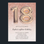 18th Birthday Rose Gold Glitter Foil Balloon Teen Invitation<br><div class="desc">18th Birthday Rose Gold Glitter Foil Balloon Teen</div>