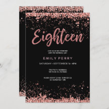 18th birthday rose gold glitter Invitation