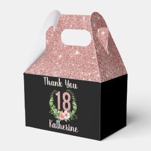 18th birthday rose gold glitter thank you favour box