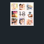 18th birthday rose gold name photo collage canvas print<br><div class="desc">A unique 18th birthday gift or keepsake, celebrating her life with a collage of 8 of your photos. Add images of her family, friends, pets, hobbies or dream travel destination. Personalise and add a name, age 18 and a date. Grey and black coloured letters. A chic girly and feminine rose...</div>