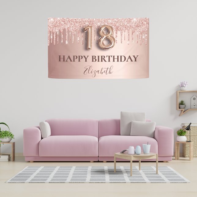 18th birthday rose gold pink drips banner (Creator Uploaded)