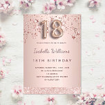 18th birthday rose gold pink stars balloon script invitation<br><div class="desc">A modern, stylish and glamourous invitation for a 18th birthday party. A faux rose gold metallic looking background with rose gold and pink dripping stars. The name is written with a modern dark rose gold coloured hand lettered style script. Personalise and add your party details. Number 18 is written with...</div>