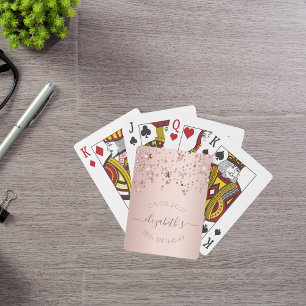 18th birthday rose gold pink stars playing cards