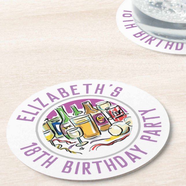 18th Birthday Round Paper Coaster (Creator Uploaded)