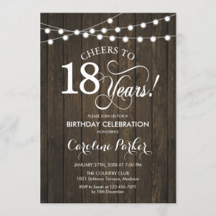 18th Birthday - Rustic Wood Pattern Invitation