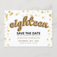 18th Birthday Save The Date Gold Balloons Glitter