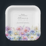 18th Birthday September Birth Flower Paper Plate<br><div class="desc">Perfect table decor for a September birthday party. Aster is the birth flower for that month. It forms a pretty watercolor bottom border on this floral personalised paper plate. The birthday guest of honour's name, age and birthdate are placed above it using elegant calligraphy and typography. All text is editable....</div>