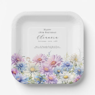 18th Birthday September Birth Flower Paper Plate