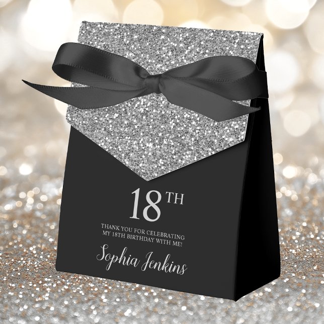 18th Birthday Silver Glitter Thank You Favour Box (Creator Uploaded)