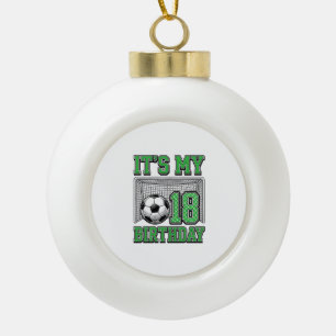 18th Birthday Soccer Vintage Ceramic Ball Christmas Ornament
