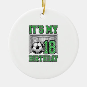 18th Birthday Soccer Vintage Ceramic Tree Decoration