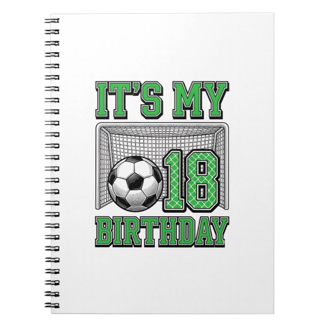 18th Birthday Soccer Vintage Notebook (Front)