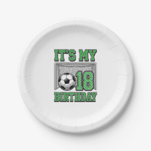 18th Birthday Soccer Vintage Paper Plate
