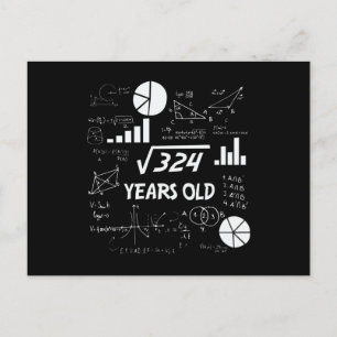 18th Birthday Square Root Math 18 Years Old Bday Postcard