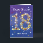 18th Birthday - Star Numbers - Blue - Age 18 Card<br><div class="desc">18th Birthday Card. 18 in Stars - Age Number - Eighteenth Birthday Card - Blue Background - Customizable Text Blue card with star number design - the number "18" is created with yellow, red and white stars Customizable text: on front of the card: Happy Birthday and Add Your Name. Customizable...</div>