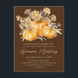 18th Birthday Surprise Party Rustic Boho Pumpkin Invitation Postcard<br><div class="desc">Fall pumpkins are nestled in delicate golden yellow and orange wildflowers to create an elegant aesthetic. All of the text is editable so you can easily craft your own special mood.</div>