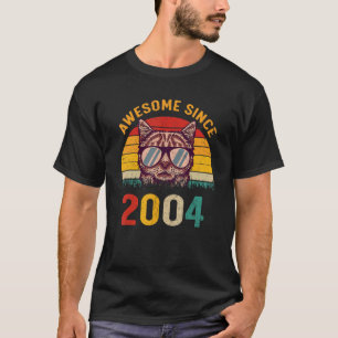 18th Birthday Vintage Cat 18 Years Awesome Since T-Shirt