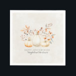 18th Birthday White Pumpkin Fall Leaves Custom Napkin<br><div class="desc">Modern and elegant white pumpkin and fall leaves botanical design. The soft watercolor palette is a sophisticated blend of soft terracotta golden yellow sage and brown. Perfect for your fall birthday party.</div>
