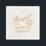 18th Birthday White Pumpkin Fall Leaves Custom Napkin<br><div class="desc">Modern and elegant white pumpkin and fall leaves botanical design. The soft watercolor palette is a sophisticated blend of soft terracotta golden yellow sage and brown. Perfect for your fall birthday party.</div>
