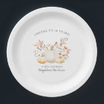 18th Birthday White Pumpkin Fall Leaves Custom Paper Plate<br><div class="desc">Modern and elegant white pumpkin and fall leaves botanical design. The soft watercolor palette is a sophisticated blend of soft terracotta golden yellow sage and brown. Perfect for your fall birthday party.</div>