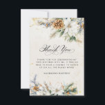 18th Birthday Winter White Floral Greenery Thank You Card<br><div class="desc">One of our most popular new winter floral designs on budget paper to help you lower your costs. If you prefer it is also available on cardstock. This elegant winter floral features white flowers nestled in greenery and pinecones with golden accents. The soft ivory white background frames it.</div>