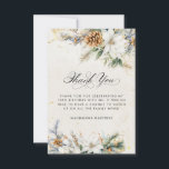 18th Birthday Winter White Floral Greenery Thank You Card<br><div class="desc">One of our most popular new winter floral designs on budget paper to help you lower your costs. If you prefer it is also available on cardstock. This elegant winter floral features white flowers nestled in greenery and pinecones with golden accents. The soft ivory white background frames it.</div>
