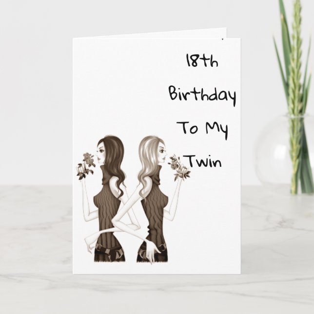 **18th** BIRTHDAY WISHES TO MY **TWIN SISTER**  Card (Front)