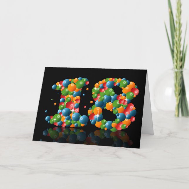 18th birthday with numbers formed from balls card (Front)