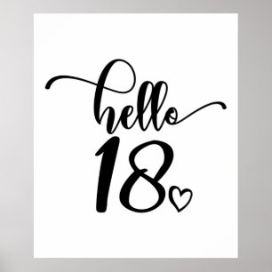 18th Birthday Women Hello 18 Cute 18 Years Old Poster