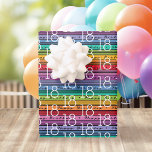 18th Birthday Wrapping Paper Sheet<br><div class="desc">A bright rainbow stripe wrapping paper with a casual script of "Happy Birthday" integrated in the stripes. Wrap up your surprises for your  18 year old in vibrant colour stripes with numbers. Fun for every kind of 18th birthday.</div>