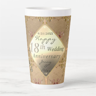 18th Cat's Eye Wedding Anniversary Latte Mug