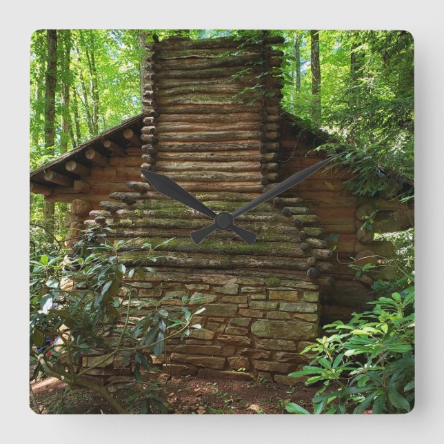18th Century Cherokee Native American Cabin Square Wall Clock (Front)