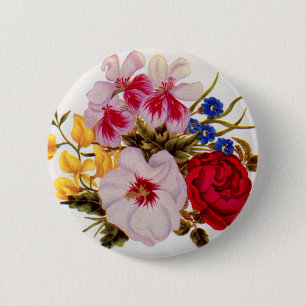18th century flower bouquet flower arrangement 6 cm round badge