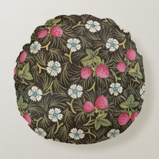 18th Century Textile Strawberry Round Cushion